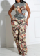 New Jacquard Patchwork Vest Top and Trousers Set