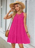 Hollow Lace Stitching Halterneck A-Line Dress