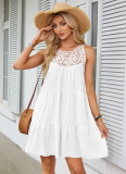 Hollow Lace Stitching Halterneck A-Line Dress