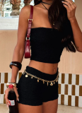 Women'S Stretch Wrap Top Shorts Sexy Two-Piece Suit