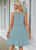 Hollow Lace Stitching Halterneck A-Line Dress