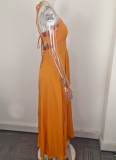 Fashion Solid Color Suspenders Sexy Slim Fit Slit Dress