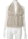 Sexy Fur Halterneck V-Neck Open-Back Sleeveless Drawstring Cropped Top