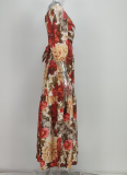 Elegant And Fashionable V-Neck Printed V-Neck Plus Size Dress