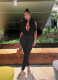 Furry Backless Bodysuit And Pants Two-Piece Set