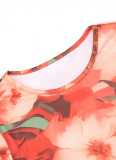 Autumn Round Neck Floral Print Long Sleeve Top Slim Fit Trousers Two-Piece Set