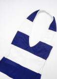 Spring And Summer Wide Striped Patchwork Halterneck Open Back Gathered Jumpsuit