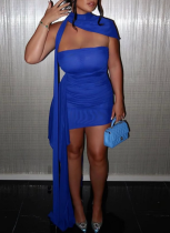 Sexy Solid Color Patchwork Strapless Sheath Dresses