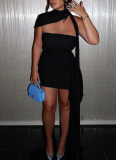 Sexy Solid Color Patchwork Strapless Sheath Dresses