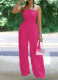 Sexy Ripple Patchwork Strapless Loose Jumpsuits