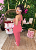 Summer Transparent Strap Solid Color Long Dress