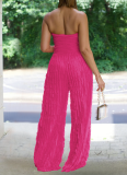 Sexy Ripple Patchwork Strapless Loose Jumpsuits
