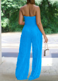 Sexy Ripple Patchwork Strapless Loose Jumpsuits