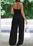 Sexy Ripple Patchwork Strapless Loose Jumpsuits