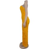 Sexy Ripple Patchwork Strapless Loose Jumpsuits