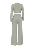 Fashionable Casual Long-Sleeved Top With Side Stripes And Sports-Style Trousers Two-Piece Set