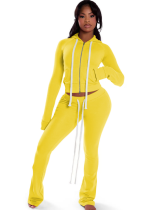 Fashionable Double Zipper Hooded Cardigan And Trousers Two-Piece Set