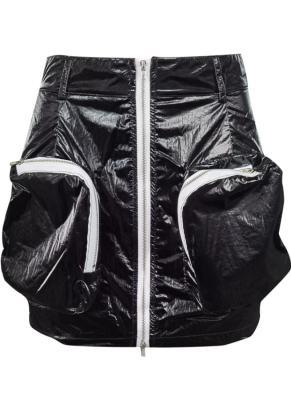 Solid Color Large Pocket Zipper Trendy Workwear Style Slim Skirt