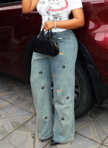 2025 New Dachshund Embroidered All-match Jeans