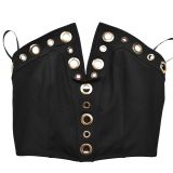 Sexy Solid Color Patchwork Strapless Sleeveless Two Pieces