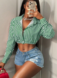 Fashion Striped Print Long-sleeved Shirt