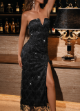 Black Sexy Backless Sequined Nightclub Dress