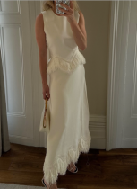 New Style Evening Party Lady Temperament Tassel Lace Splicing Suit