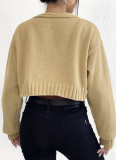 Sexy Short Sweater Jacket With Suspenders, Soft Navel-Baring Sweater Jacket, Two-Piece Set