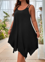 Sexy Loose Slim Solid Color Irregular Large Size Women'S Suspender Dress