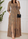 Leopard Print Long-Sleeved V-Neck Casual Holiday Dress