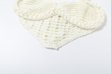 Sexy Knitted Hollow Tank Top Hip Skirt Set