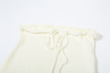 Sexy Knitted Hollow Tank Top Hip Skirt Set