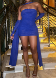 Sexy Gradient Patchwork Strapless Wrapped Skirt Dresses