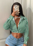 Loose Casual Fashion Striped Print Striped Long-Sleeved Shirt