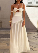 New Sexy Hollow Vacation One-shoulder Splicing Dress