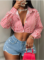 Loose Casual Fashion Striped Print Striped Long-Sleeved Shirt