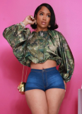 Batwing Sleeve Zippered Jacket Cropped Top
