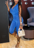 Casual Solid Color V Neck Regular Jumpsuits