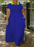 Solid Color Waist-Length Short-Sleeved Plus-Size Dress