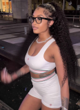 Retro Casual Sexy Hot Girl Print Vest Shorts Two-Piece Set