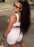 Retro Casual Sexy Hot Girl Print Vest Shorts Two-Piece Set