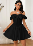 Sexy New Bow Tube Top Solid Color Dress
