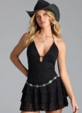 Solid Color Deep V Halter Neck Backless Sexy Mini Dress