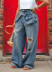 New Retro Ripped Women'S Straight Jeans