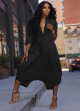 Women'S Solid Color Loose Wide-Leg Casual Jumpsuit