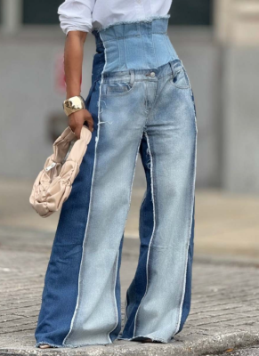 New Women'S Washed High Waist Trendy Loose Jeans