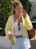 Autumn And Winter Fashionable Loose Versatile Short Long-Sleeved Woolen Cardigan Top