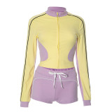 Casual Letters Embroidered Zipper Zipper Collar Long Sleeve Two Pieces
