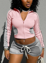 Casual Letters Embroidered Zipper Zipper Collar Long Sleeve Two Pieces