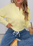 Autumn And Winter Fashionable Loose Versatile Short Long-Sleeved Woolen Cardigan Top